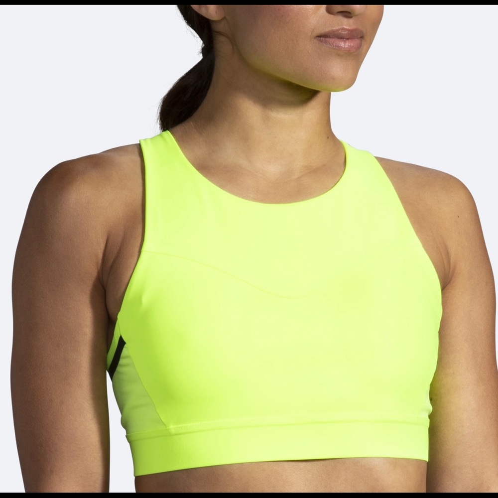 Brooks Drive 3 Pocket Run Sports Bra 30A/B Yellow Nightlife Color NEW with tags